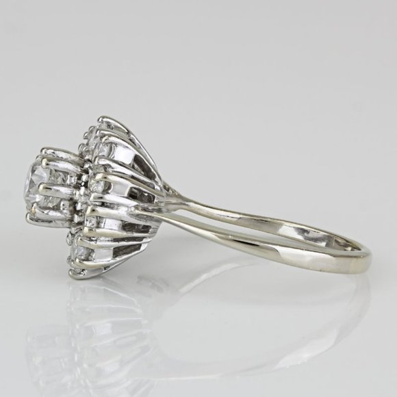 Vintage 14k White Gold Diamond Halo Loop Anniversary / Cocktail Ring - Picture 5 of 6